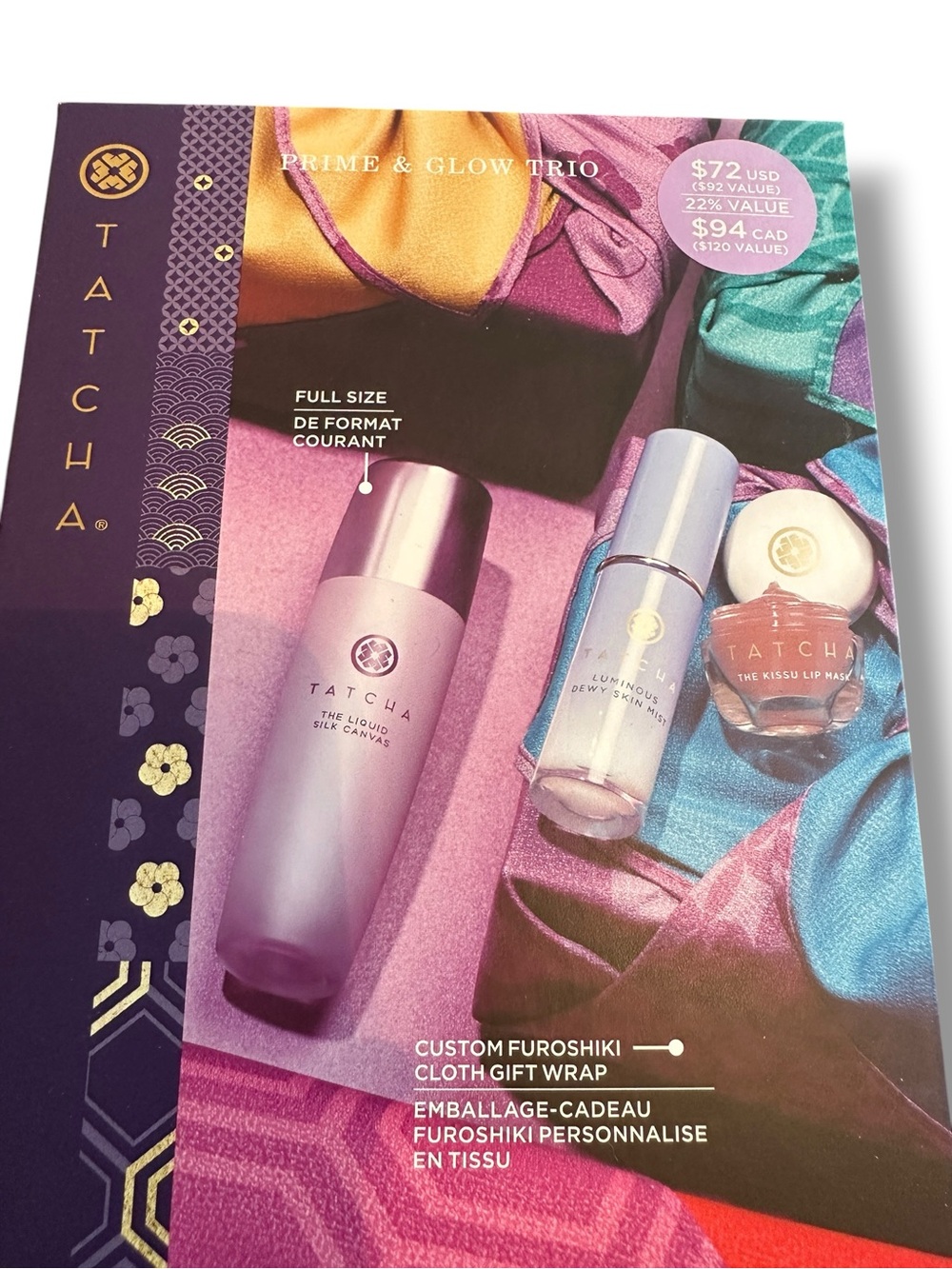 Tatcha Prime & Glow Trio, a skincare and prep value set valued at $92 SEALED